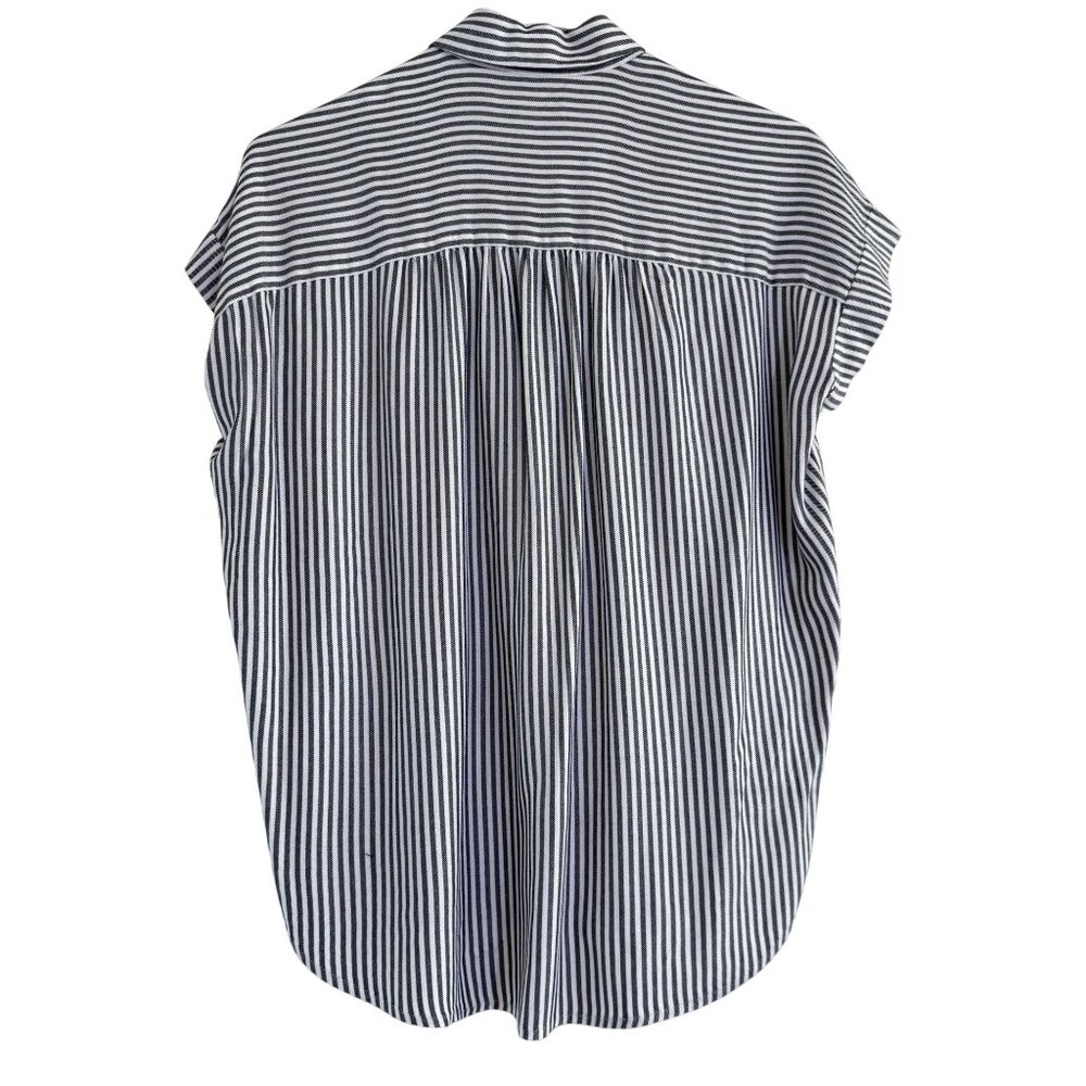 Madewell Womens Central Drapey Gray Striped Button Down Collared Shirt Size XXS - Picture 2 of 9